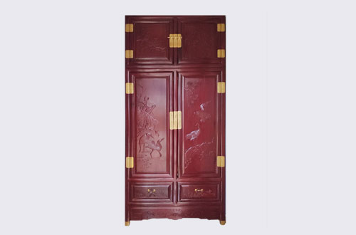 图木舒克高端中式家居装修深红色纯实木衣柜